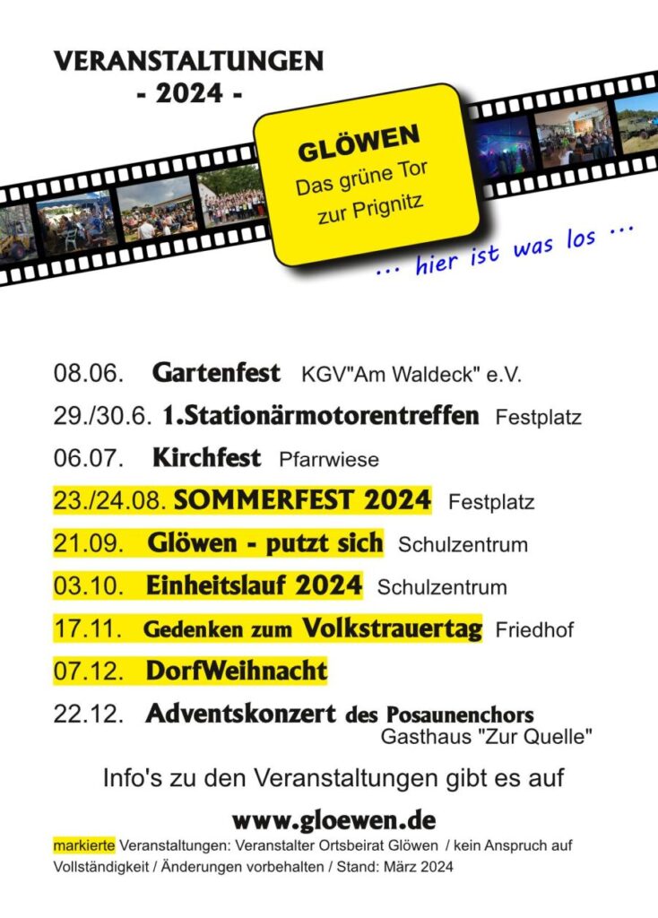 Events in Glöwen 2024